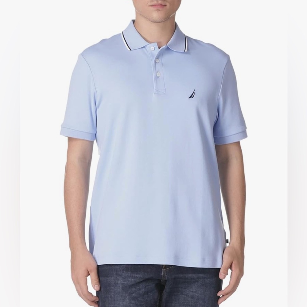 Nautica Men's Classic Fit Short Sleeve Dual Tipped Collar Polo Shirt